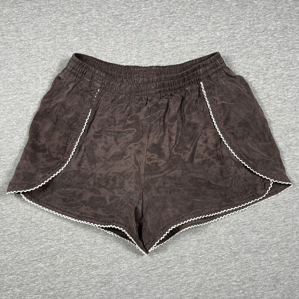 Offline By Aerie Hot Pants Womens Size S Brown Twill Lyocell Scalloped